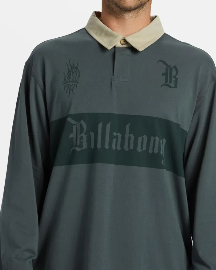 Billabong TShirts Immortal Rugby Long Sleeve Polo Tshirt Slate Green 8211 Men