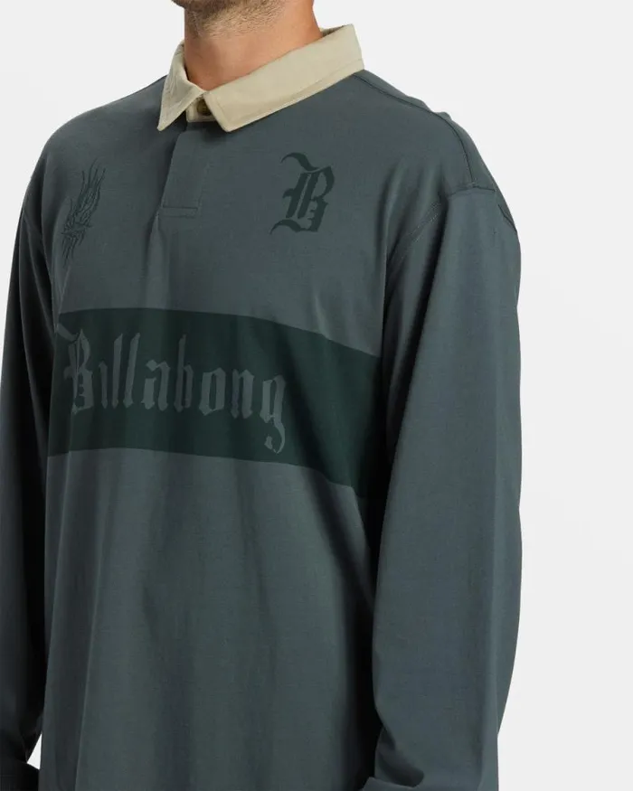 Billabong TShirts Immortal Rugby Long Sleeve Polo Tshirt Slate Green 8211 Men