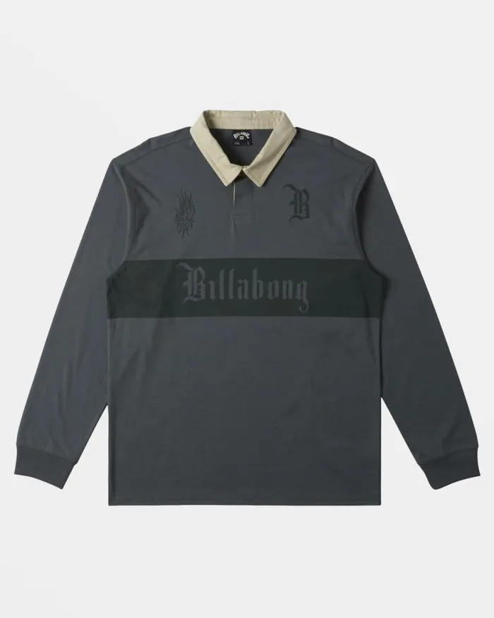 Billabong TShirts Immortal Rugby Long Sleeve Polo Tshirt Slate Green 8211 Men