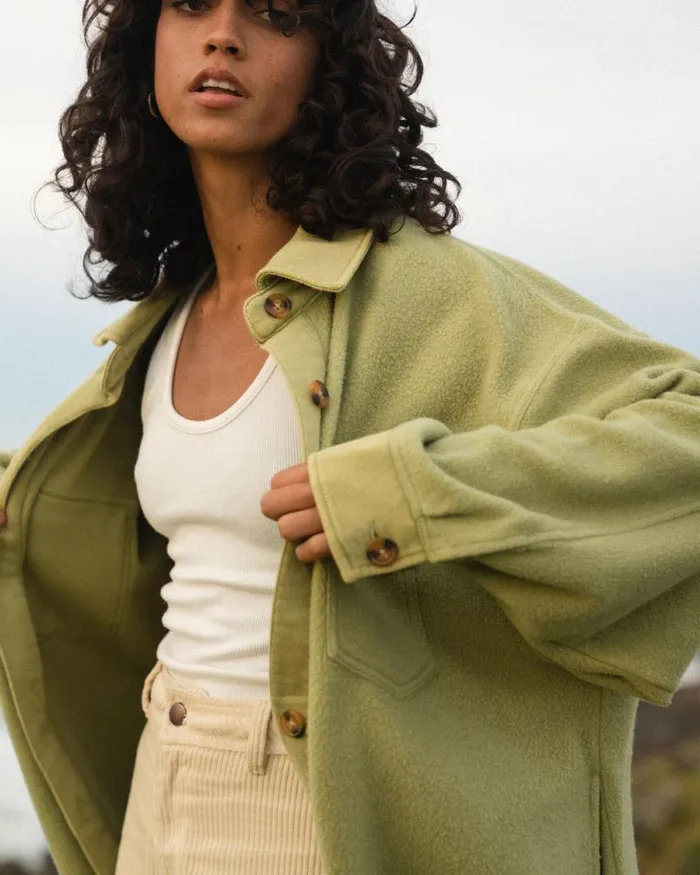 Billabong Tops Anytime Shacket Oversized ButtonThrough Jacket Avocado 8211 Women