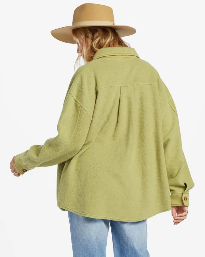 Billabong Tops Anytime Shacket Oversized ButtonThrough Jacket Avocado 8211 Women