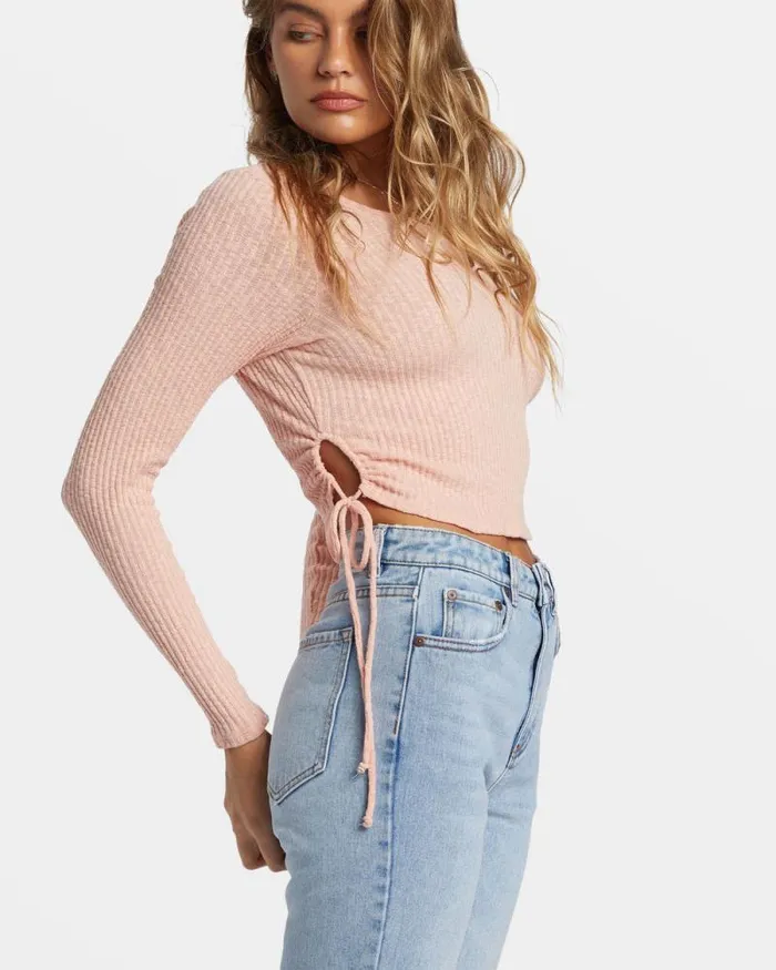 Billabong Tops Its A Vibe Long Sleeve Cropped Top Dusty Peach 8211 Women Billabong Tops Its A Vibe Long Sleeve Cropped Top Dusty Peach 8211 Women