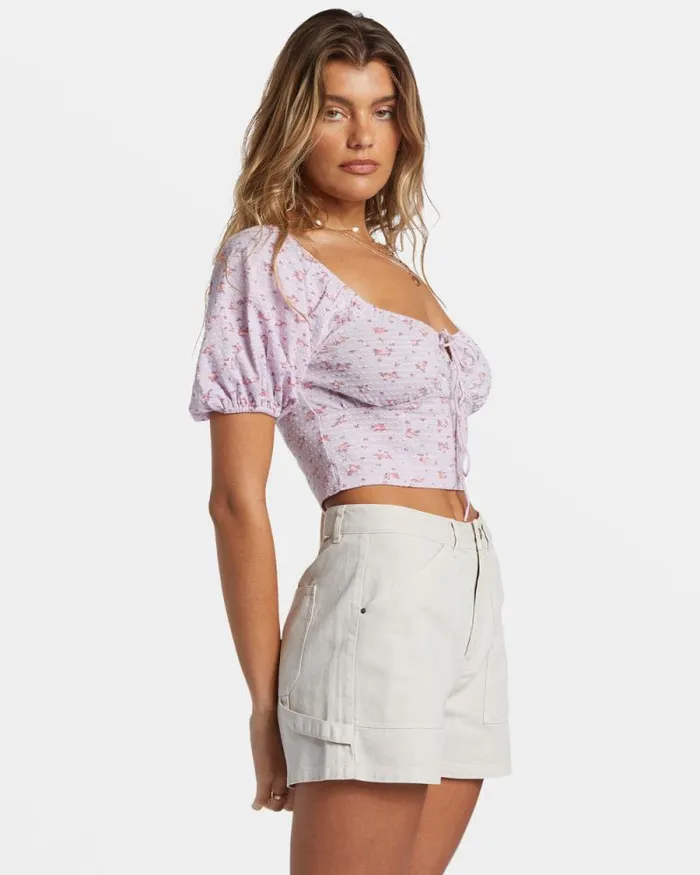 Billabong Tops Posy Crop Top Iced Lavender 8211 Women Billabong Tops Posy Crop Top Iced Lavender 8211 Women
