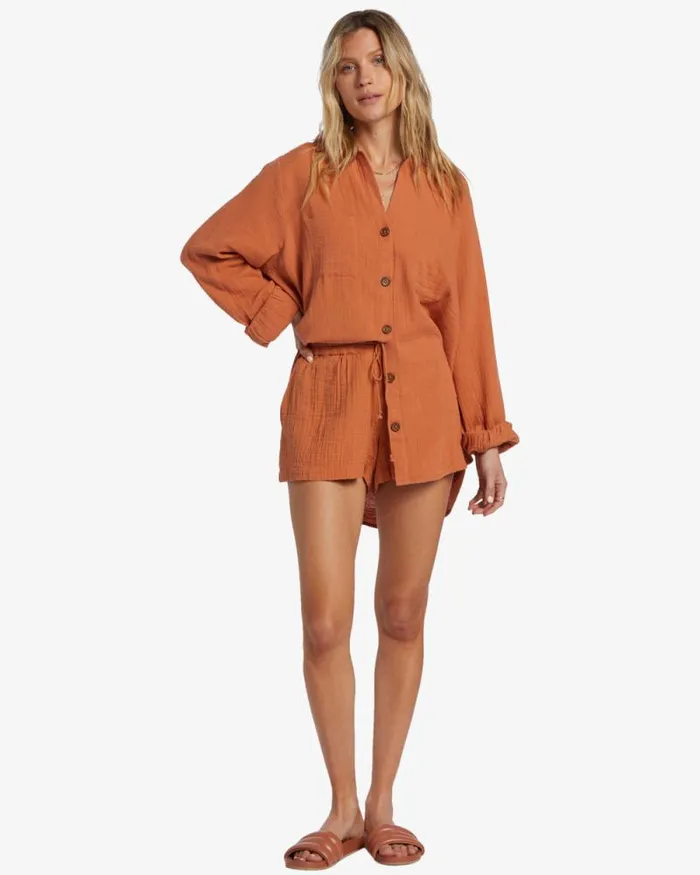 Billabong Tops Swell Shirt Shirt Toffee 8211 Women Billabong Tops Swell Shirt Shirt Toffee 8211 Women