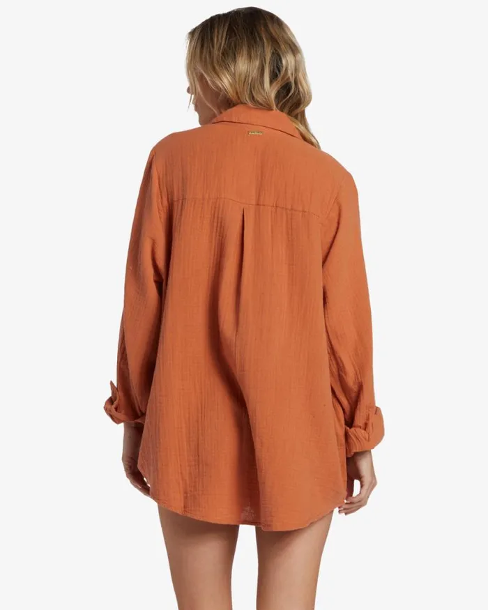 Billabong Tops Swell Shirt Shirt Toffee 8211 Women Billabong Tops Swell Shirt Shirt Toffee 8211 Women