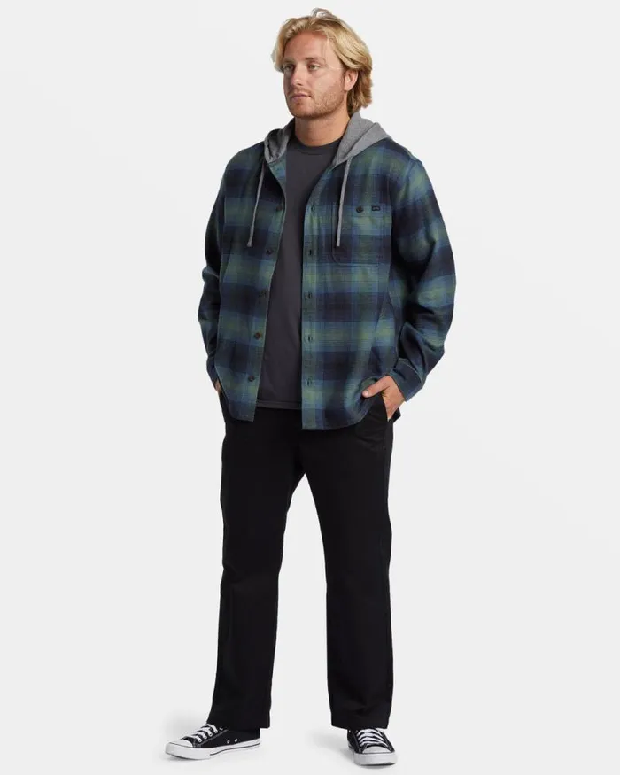 Billabong Wave Washed Essentials Baja Hooded Long Sleeve Flannel Shirt Fern 8211 Men Billabong Wave Washed Essentials Baja Hooded Long Sleeve Flannel Shirt Fern 8211 Men