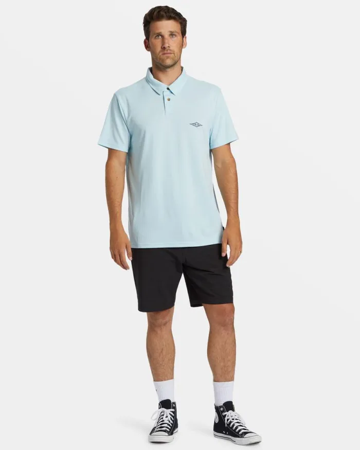 Billabong Wave Washed Essentials Offshore Short Sleeve Polo Tshirt Coastal 8211 Men