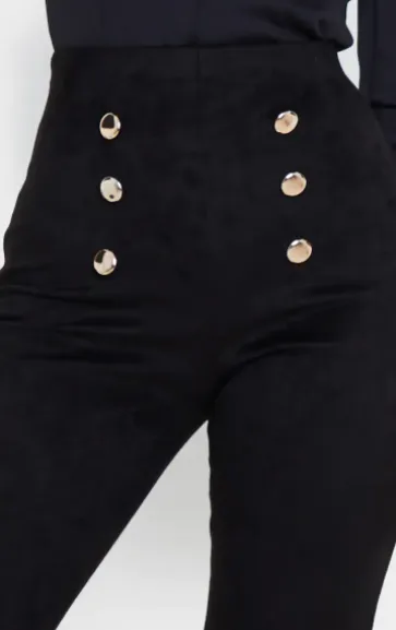 Black 6 Button Front Palazzo Trouser Women Missfiga Trousers