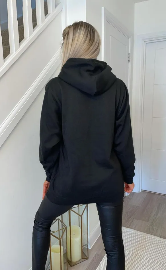 Black Houndstooth Heart Hoodie Women Missfiga Tops Black Houndstooth Heart Hoodie Women Missfiga Tops