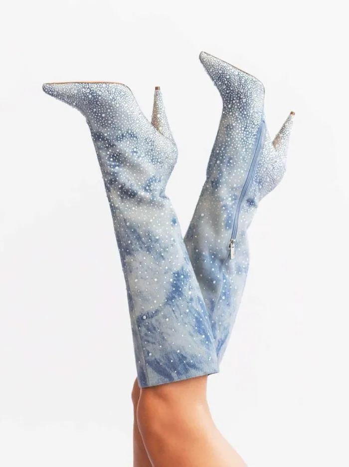 Boots and Booties Shoes Jessica Simpson Maryeli Embellished Boot In Tie Dye Denim