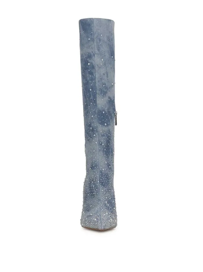 Boots and Booties Shoes Jessica Simpson Maryeli Embellished Boot In Tie Dye Denim