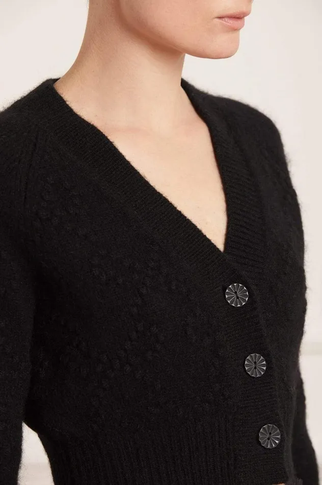 Bow Stitch Cropped Cardigan Black Women Needle and Thread Exclusives