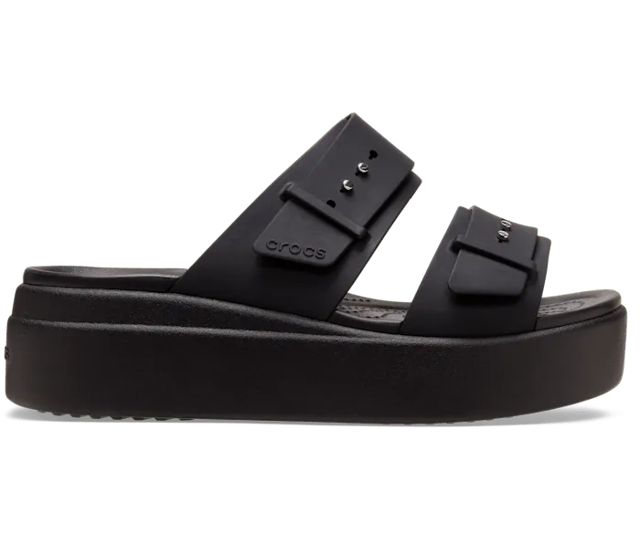 Brooklyn Buckle Black Women Crocs Sandals