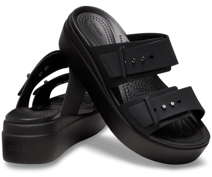 Brooklyn Buckle Black Women Crocs Sandals