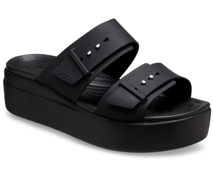 Brooklyn Buckle Black Women Crocs Sandals