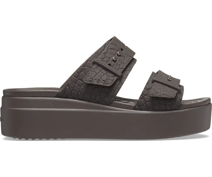 Brooklyn Croco Buckle Espresso Women Crocs Sandals
