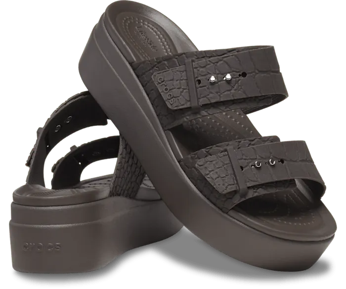 Brooklyn Croco Buckle Espresso Women Crocs Sandals