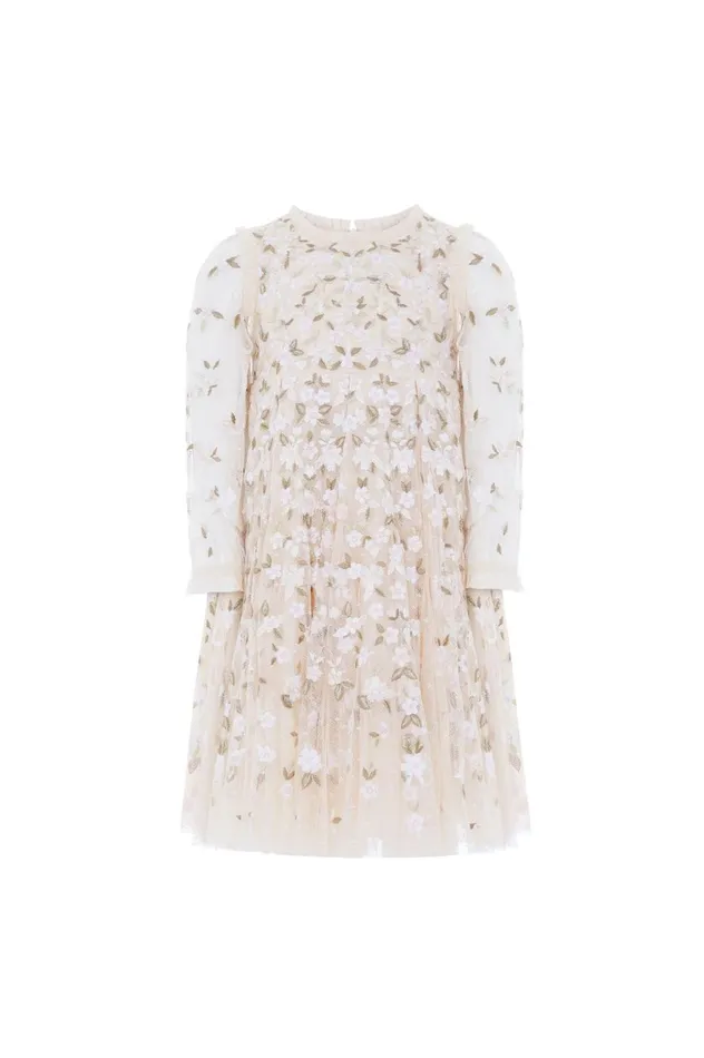 Camellia Ditsy Long Sleeve Kids Dress Champagne KidsWomen Needle and Thread Kids Formalwear
