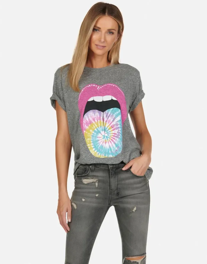Capri Tie Dye Tongue Heather Grey Women039s Lauren Moshi Short Sleeve