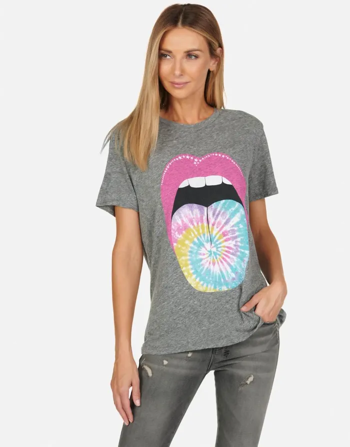 Capri Tie Dye Tongue Heather Grey Women039s Lauren Moshi Short Sleeve