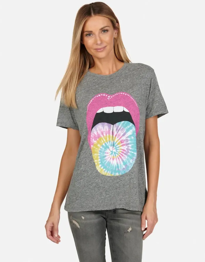 Capri Tie Dye Tongue Heather Grey Women039s Lauren Moshi Short Sleeve