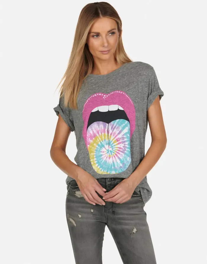 Capri Tie Dye Tongue Heather Grey Women039s Lauren Moshi Short Sleeve