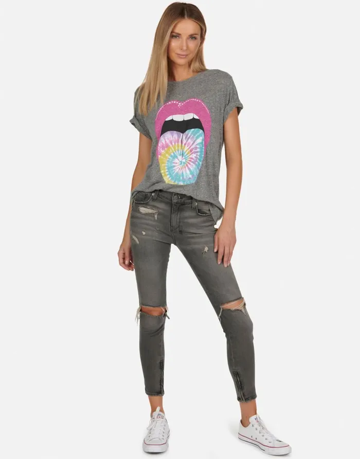 Capri Tie Dye Tongue Heather Grey Women039s Lauren Moshi Short Sleeve