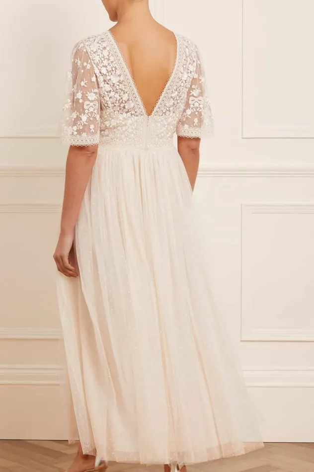 Celestia Ribbon Bodice Ankle Gown Champagne Women Needle and Thread Dresses