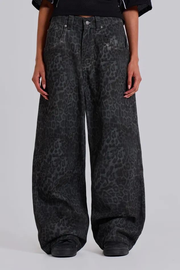 Charcoal Leopard Fade Colossus Jeans Tops Jaded London Women
