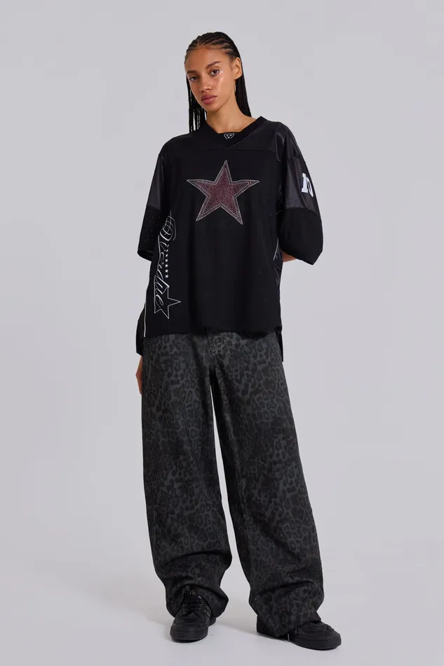 Charcoal Leopard Fade Colossus Jeans Tops Jaded London Women