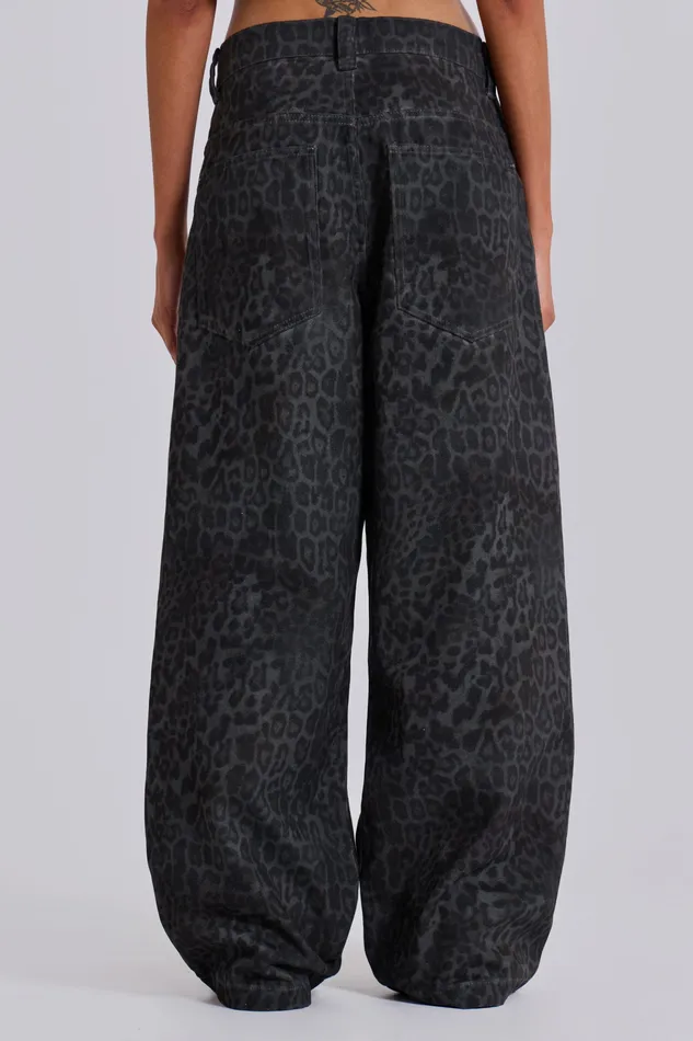Charcoal Leopard Fade Colossus Jeans Tops Jaded London Women