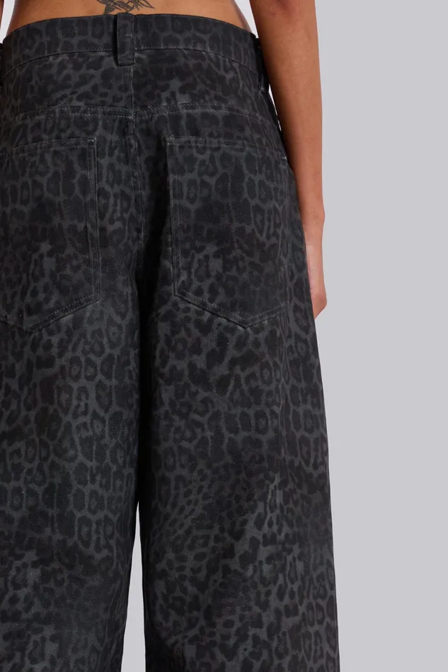 Charcoal Leopard Fade Colossus Jeans Tops Jaded London Women