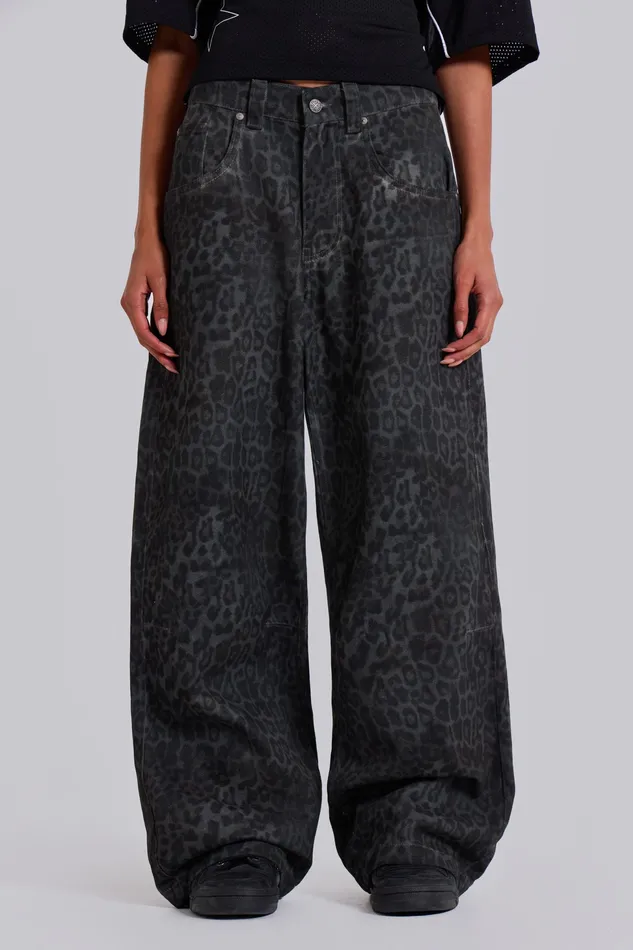 Charcoal Leopard Fade Colossus Jeans Tops Jaded London Women
