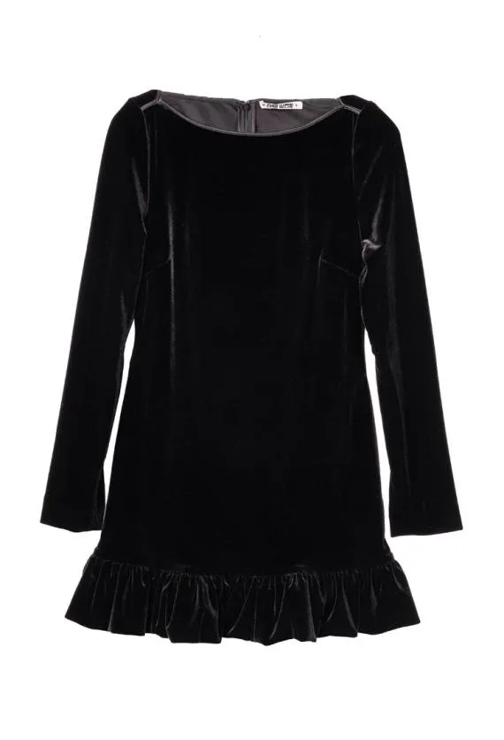 Ciao Lucia Black Dresses Cosette Ruffled Black Velvet Mini Dress 8211 Women