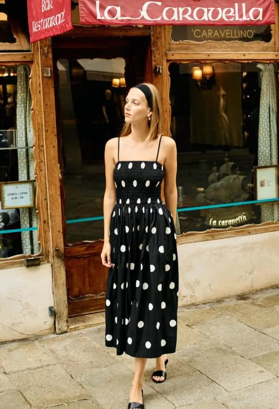 Ciao Lucia Long Dresses Mael Smocked Polka Dot Midi Dress 8211 Women