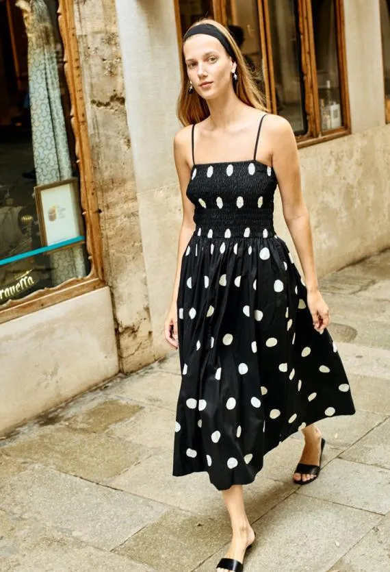 Ciao Lucia Long Dresses Mael Smocked Polka Dot Midi Dress 8211 Women