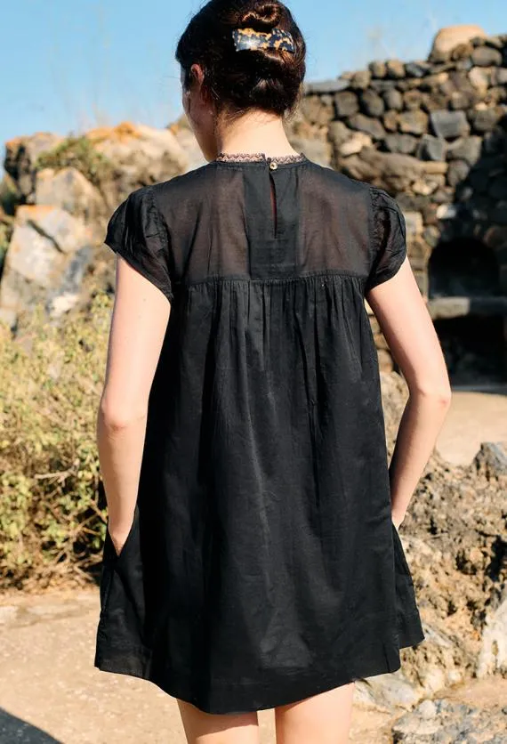 Ciao Lucia Mini Dresses Anabela Black Cotton Mini Dress 8211 Women