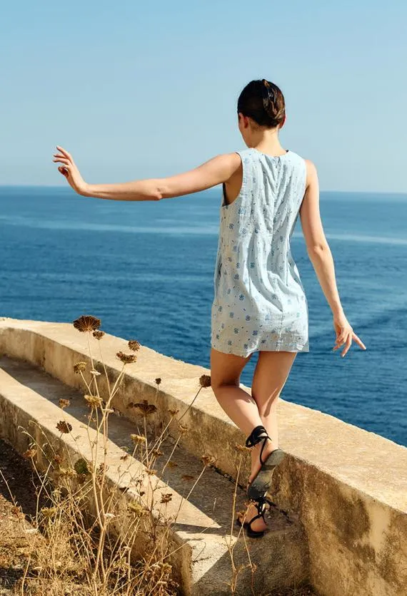 Ciao Lucia Mini Dresses Soledad Blue Printed Sleeveless Mini Dress 8211 Women