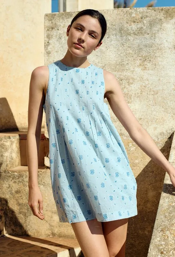 Ciao Lucia Mini Dresses Soledad Blue Printed Sleeveless Mini Dress 8211 Women