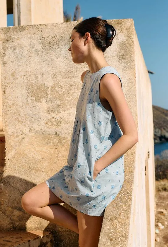Ciao Lucia Mini Dresses Soledad Blue Printed Sleeveless Mini Dress 8211 Women