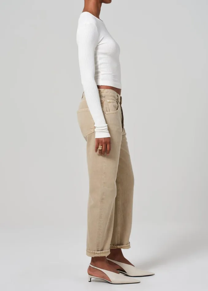 Citizens Of Humanity Dahlia Bow Leg Baby Roll In Porcini Women Petite