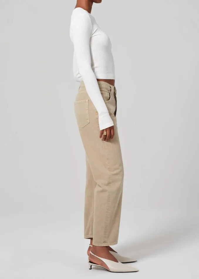 Citizens Of Humanity Dahlia Bow Leg Baby Roll In Porcini Women Petite