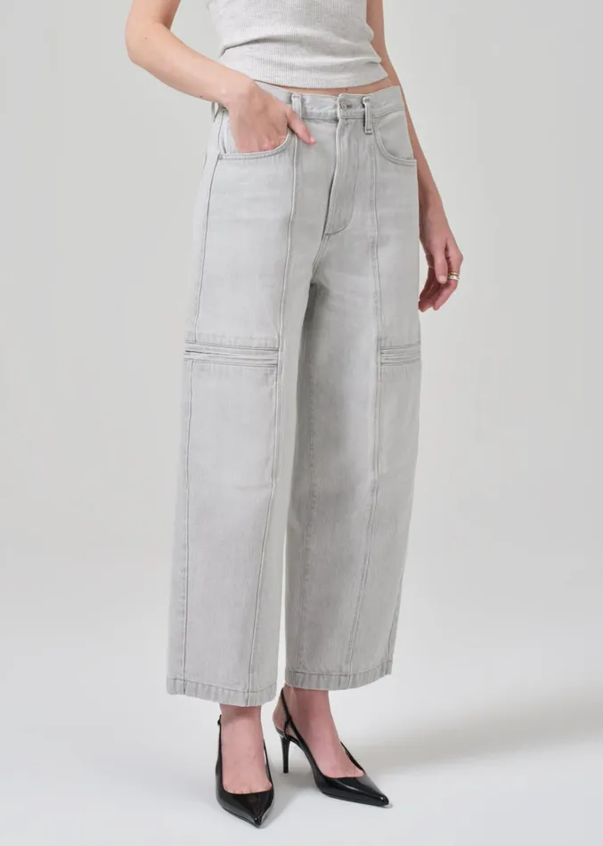 Citizens Of Humanity Gianna Seamed Cropped Baggy In Heather Grey Women Jeans