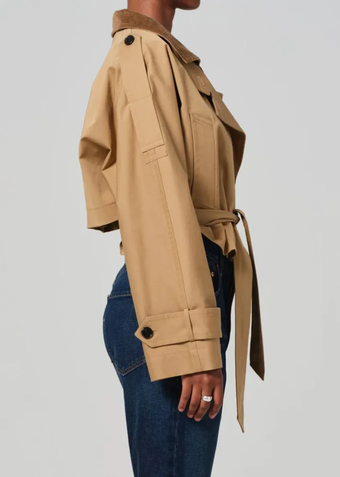 Citizens Of Humanity Kiernen Cropped Barn Jacket In British Tan Women Jackets and Coats