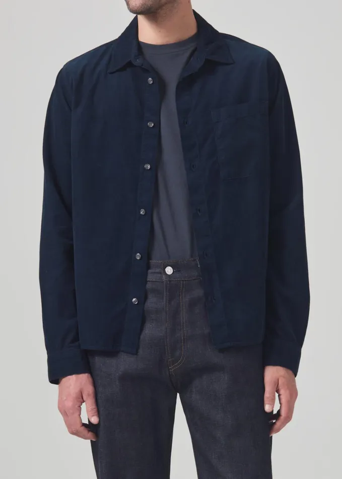 Citizens Of Humanity Rework Shirt Corduroy In Navy Men Shirts