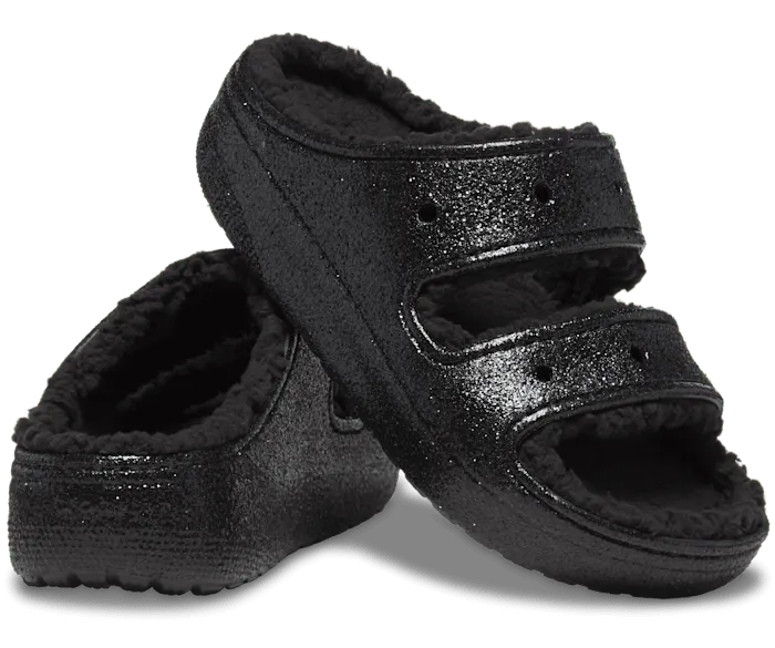 Classic Cozzzy Glitter II Sandal Black Men Crocs Sandals