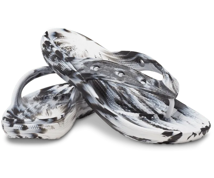 Classic Marble Flip Black White Women Crocs FlipFlops