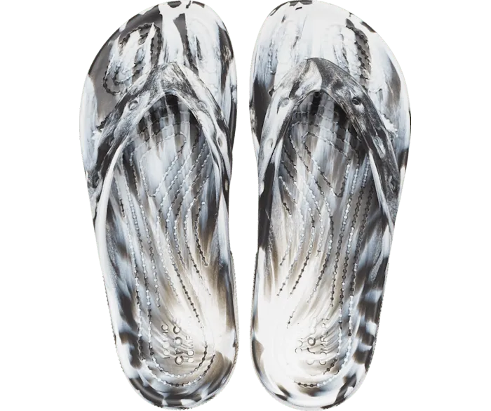 Classic Marble Flip Black White Women Crocs FlipFlops