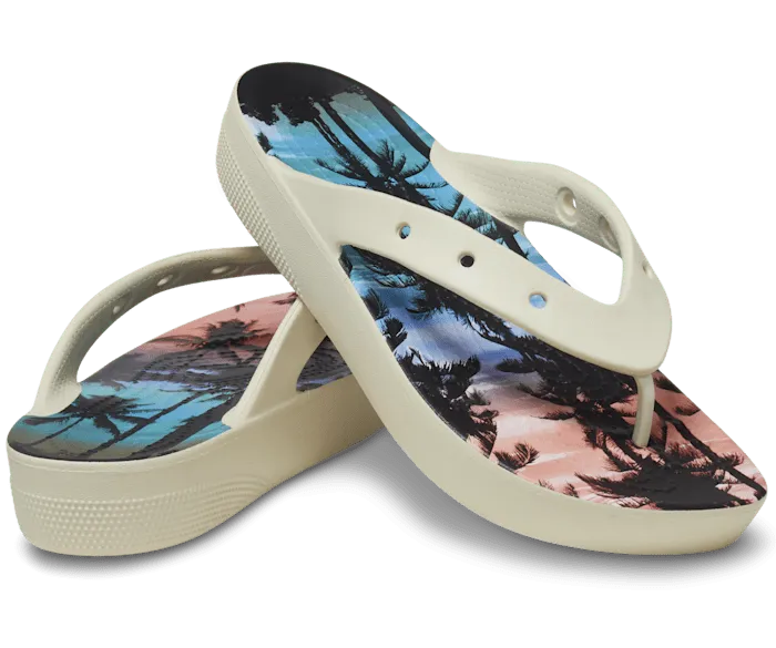 Classic Platform Retro Resort Flip Bone Multi Women Crocs FlipFlops