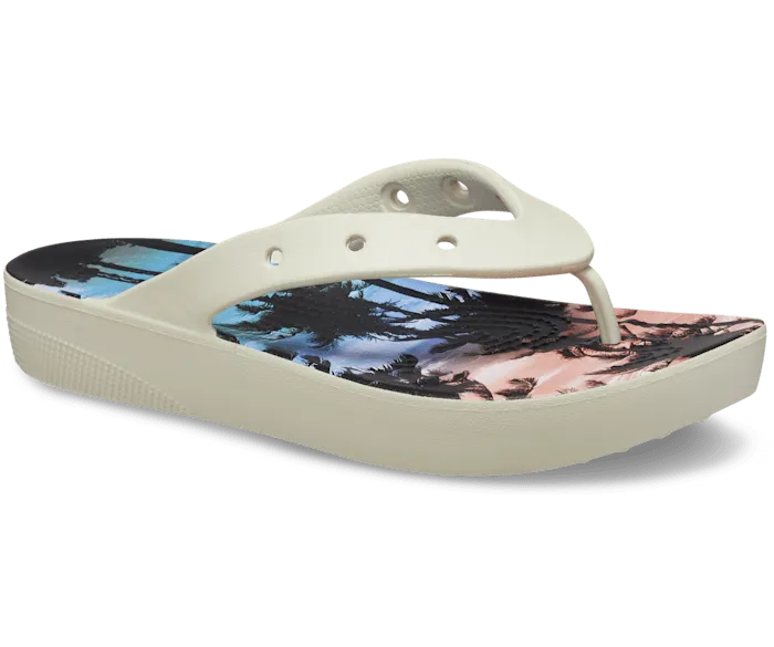 Classic Platform Retro Resort Flip Bone Multi Women Crocs FlipFlops
